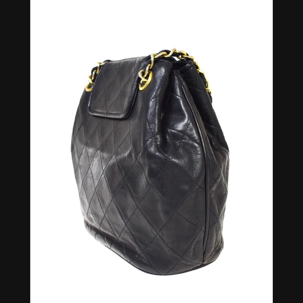 CHANEL CC MATELASSE Fringe Chain Shoulder Bag Leather Black Vintage - Picture 7 of 12